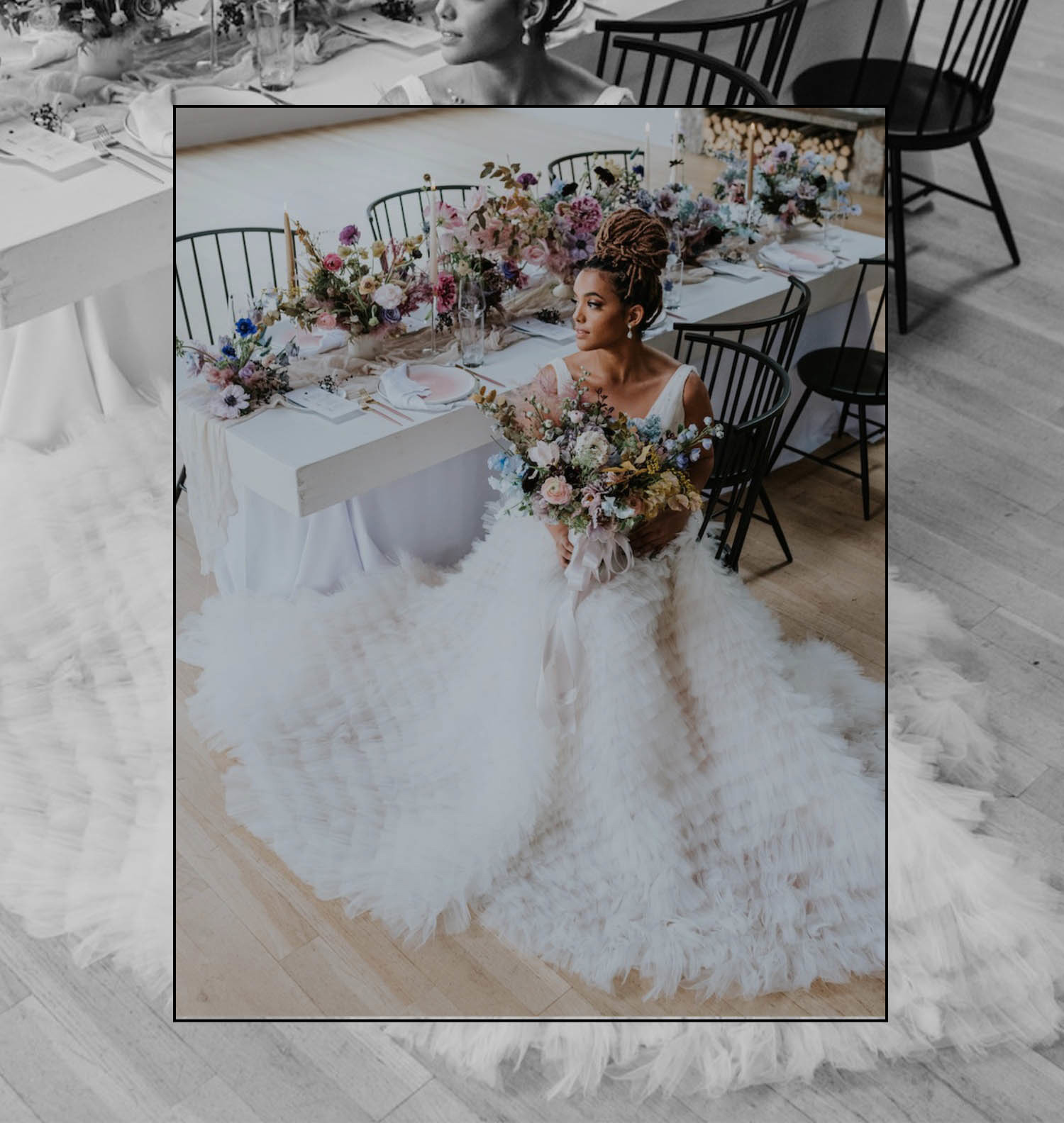 Photo of the real bride with a flowers. Mobile image