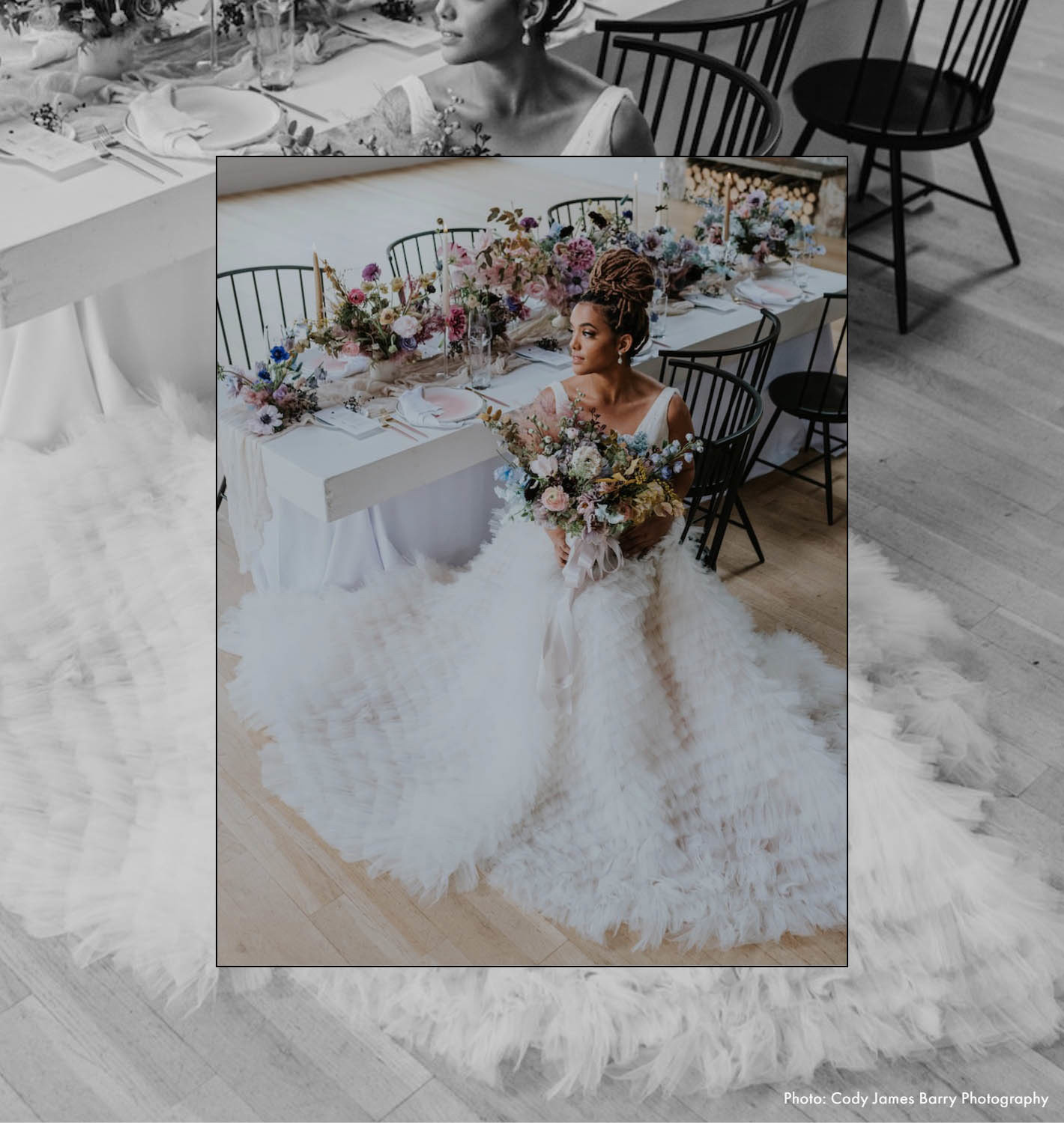 Photo of the real bride with a flowers